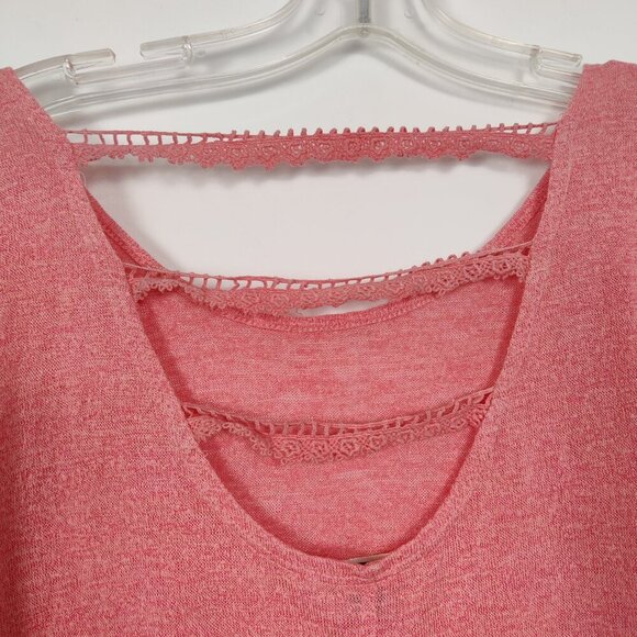 Miami Women's Knit Crochet Blouse in Coral Size Large Cut Out Beach Summer - Picture 4 of 8